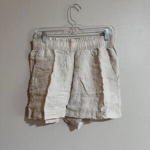 Women’s Lightweight Elastic-Waist Linen Shorts - Cream